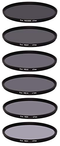 ICE 67mm 6 ND Filter Set Slim ND1000 ND64 ND32 ND16 ND8 ND4 Neutral Density 10, 6, 5, 4, 3, 2 Stop Optical Glass 67