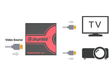 Load image into Gallery viewer, DupSee Splitter 1x2, 1 in 2 Out High Speed 4K HDMI 1.4a Splitter Signal Distributor, Supports 3D, 4K, 1080p and Dolby, True HD, DTS-HD, CEC and 12 Bit Color. USB Micro-B Power Jack
