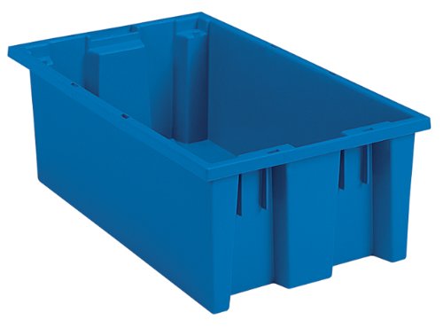 Akro-Mils 35180 Nest and Stack Plastic Storage and Distribution Tote, 18-Inch L by 11-Inch W by 6-Inch H, Blue, Case of 6