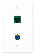 Load image into Gallery viewer, RiteAV - 1 Port RCA Blue 1 Port Cat5e Ethernet Green Wall Plate - Bracket Included
