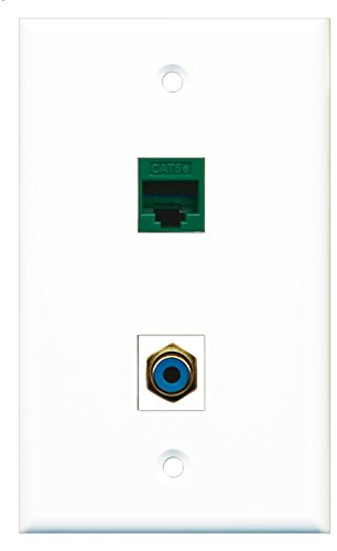 RiteAV - 1 Port RCA Blue 1 Port Cat5e Ethernet Green Wall Plate - Bracket Included