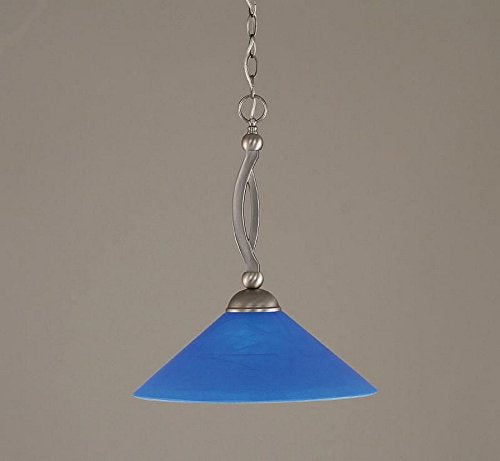 Toltec Lighting 271-BN-415 Bow - One Light Pendant, Brushed Nickel Finish with Blue Italian Glass