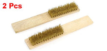 Load image into Gallery viewer, uxcell 2pcs 20cm Length Wood Handle Brass Wire Cleaning Brush Hand Tool
