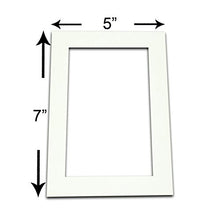 Load image into Gallery viewer, The Display Guys, Pack of 10 White Pre-Cut Picture Mat 5x7 for 4x6 Photo White Core Bevel Cut Mattes Sets+ Backing Board + Clear Plastic Bags (White 10pcs 5x7 Complete Set)
