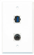 Load image into Gallery viewer, RiteAV - 1 Port 3.5mm 1 Port USB 3 A-A Wall Plate - Bracket Included
