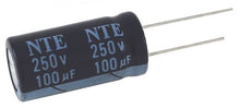 Load image into Gallery viewer, NTE Electronics VHT1M63 Series VHT Aluminum Electrolytic Capacitor, Radial Lead, 105 Degree Max Temp, 1 F Capacitance, 20% Tolerance, 63V
