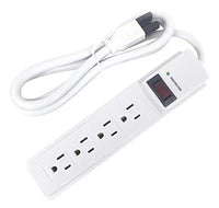 Surge Protector Outlet Strip, 4 ft, White