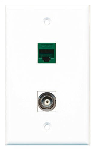RiteAV - 1 Port BNC 1 Port Cat6 Ethernet Green Wall Plate - Bracket Included