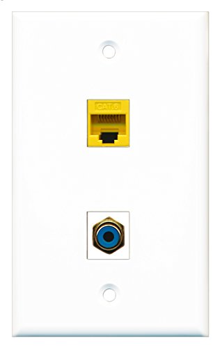 RiteAV - 1 Port RCA Blue 1 Port Cat6 Ethernet Yellow Wall Plate - Bracket Included