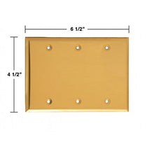 Load image into Gallery viewer, Switchplate Bright Solid Brass Triple Blank | Renovator&#39;s Supply
