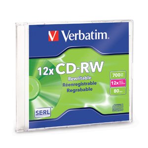 Verbatim CD RW, 4X 12X High Speed, 80 Minutes, 700MB, Slim Case, 1/Pack (VER95161) Category: CD Media