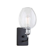 Load image into Gallery viewer, Wall Sconces 1 Light Bulb Fixture with Polish Nickel and Black Finish Metal &amp; Glass Medium 6&quot; 60 Watts

