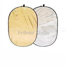 Load image into Gallery viewer, Ardinbir Studio 48&quot; x 72&quot; (120 x 180cm) Gold/Silver 2 in 1 Oval Collapsible Disc Photo Reflector Kit
