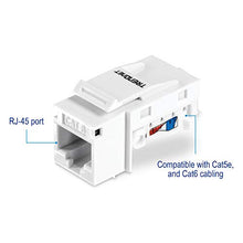 Load image into Gallery viewer, TRENDnet Cat6 Keystone Jack, 25-Pack Bundle, TC-K25C6, 90 Angle Termination, Compatible with Cat5, Cat5e, &amp; Cat6 Cabling, Color-Coded Labeling for T568B Wiring, Gold-Plated Contacts, Tool-less Design
