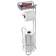 Load image into Gallery viewer, iDesign Classico Free Standing Toilet Paper Holder with Shelf for Bathroom - Chrome
