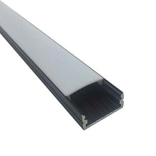 Load image into Gallery viewer, LightingWill 20-Pack U-Shape LED Aluminum Extrusion 6.56ft/2M Anodized Black Track for &lt;20mm Width SMD3528 5050 LED Strips Installation with Oyster White Cover, End Caps and Mounting Clips U04B20
