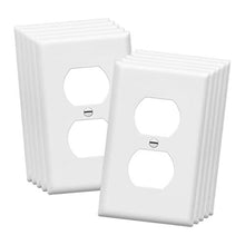 Load image into Gallery viewer, ENERLITES DuplexWall Plates Kit, Electrical Outlet Covers, Standard Size 1-Gang 4.50&quot; x 2.76&quot;, Unbreakable PolycarbonateThermoplastic, ElectricReceptaclePlug Covers, 8821-W-10PCS, White, 10 Pack
