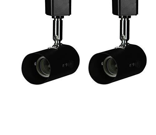 KING SHA 2 Pack Universal Line Voltage Track Lighting Heads Compatible H Type 3-Wire Single Circuit Track Systems,E26 Base,Black,ETL Listed