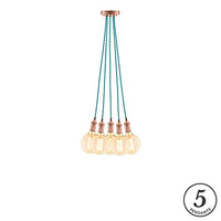 Turquoise Hanging Light Fixture. Eclectic Turquoise w/Vintage Copper 5 Pendant Chandelier