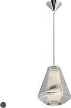 Load image into Gallery viewer, Eurofase 30017-016 Recinto Laser Cut Metal Mesh with Frosted Glass Mini Pendant Light, 1-Light 60 Watt, 11&quot;H x 9&quot;Dia, Chrome
