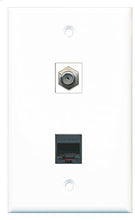 Load image into Gallery viewer, RiteAV - 1 Port Coax Cable TV- F-Type 1 Port Phone Black Wall Plate - Bracket Included
