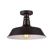 Load image into Gallery viewer, Chloe Lighting Friedrich Industrial-Style 1 Light Rubbed Bronze Semi-Flush Ceiling Fixture 14&quot; Wide
