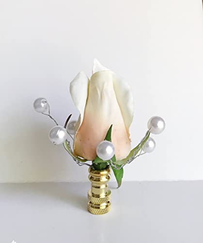 One of French Chic Rose Lamp Shade Finial, Harp Topper - Ivory