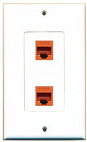 RiteAV - 2 Port Cat6 Ethernet Orange Decorative Wall Plate - Bracket Included