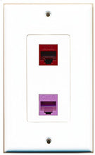 Load image into Gallery viewer, RiteAV - 1 Port Cat6 Ethernet Red 1 Port Cat6 Ethernet Purple Decorative Wall Plate - Bracket Included
