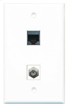 Load image into Gallery viewer, RiteAV - 1 Port Coax Cable TV- F-Type 1 Port RJ45 Shielded Wall Plate - Bracket Included
