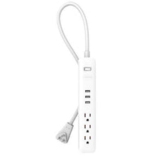 Load image into Gallery viewer, WYZE Surge Protector, 3 USB Ports, 3-Outlets, 15A Overload Protection, 4ft Power Cord, Work from Home, UL and FCC Certified, White
