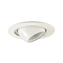 Load image into Gallery viewer, Jesco Lighting TM405WH 4-Inch Aperture Low Voltage Trim Recessed Light, Adjustable Eyeball with Step Baffle, White Finish
