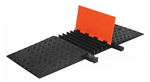 Checkers Industrial Safety Products GD5X125LADA-O/B Guard Dog 5-Channel ADA Cable Protector, Accessibility Ramps Locking, Orange Lid with Black Base