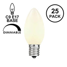 Load image into Gallery viewer, Novelty Lights 25 Pack C9 Ceramic Outdoor Christmas Replacement Bulbs, White, E17/C9 Intermediate Base, 7 Watt
