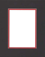18x24 Black & Bright Red Double Picture Mat, Bevel Cut for 13x19 Picture or Photo