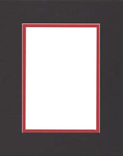 Load image into Gallery viewer, 24x36 Black &amp; Bright Red Double Picture Mats with White Core, for 20x30 Pictures
