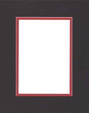 Load image into Gallery viewer, 18x24 Black &amp; Bright Red Double Picture Mats Bevel Cut for 12x18 Pictures
