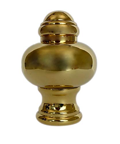 Polished Brass Knob Lamp Finial with Polished Brass Base 1.75