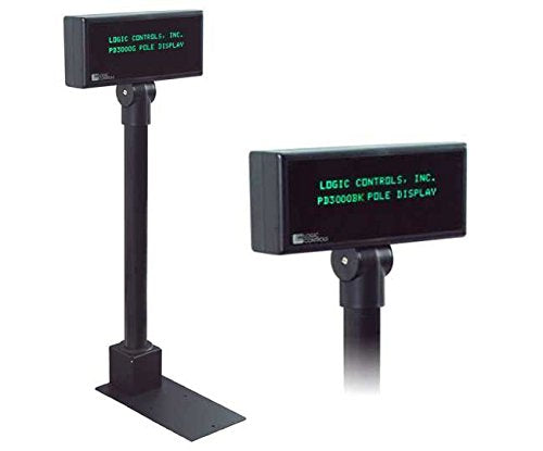 Logic Controls PDX3000 Pole Display, 5 MM, 2x20, RS-232, Universal Command Set, Black (152130)