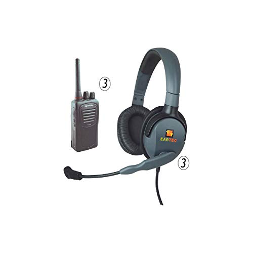 EARTEC Scrambler SC-1000 UHF 3-User Two-Way Radio System with Max 4G Double Inline PTT Headset