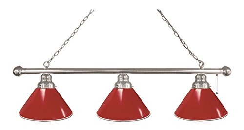 Red 3 Shade Billiard Light with Chrome Fixture by Holland Bar Stool