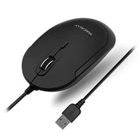 Macally Quiet Wired Mouse for Laptop or Desktop, USB Computer Mouse Wired with Optical Sensor and Adjustable DPI - Comfortable Corded Mouse for PC Windows Chromebook Mac Notebook - Black