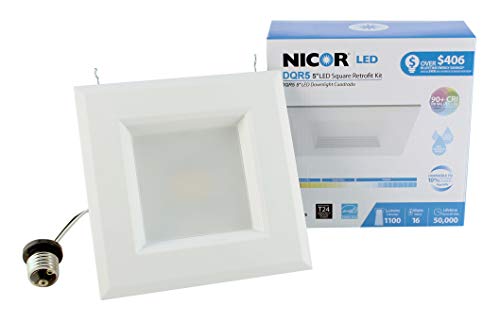 NICOR Lighting 5 inch White Square LED Recessed Downlight in 2700K (DQR5-10-120-2K-WH-BF)