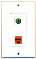 RiteAV - 1 Port RCA Green 1 Port Cat6 Ethernet Orange Decorative Wall Plate - Bracket Included