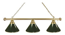 Load image into Gallery viewer, Green 3 Shade Billiard Light with Brass Fixture by Holland Bar Stool
