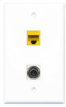 Load image into Gallery viewer, RiteAV - 1 Port 3.5mm 1 Port Cat6 Ethernet Yellow Wall Plate - Bracket Included
