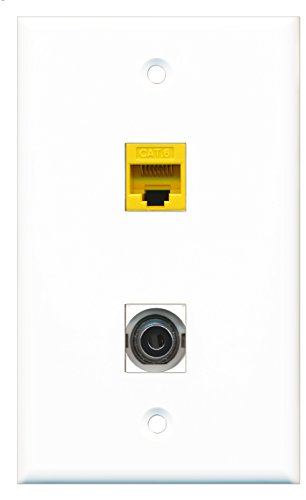 RiteAV - 1 Port 3.5mm 1 Port Cat6 Ethernet Yellow Wall Plate - Bracket Included
