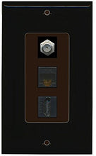 Load image into Gallery viewer, RiteAV Decorative 1 Gang Wall Plate (Black/Brown) 3 Port - Coax (Black) Cat6 (Black) HDMI (Black)
