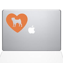 Load image into Gallery viewer, The Decal Guru Heart Pug MacBook Decal Vinyl Sticker - 13&quot; MacBook Pro (2016 &amp; Newer) - Orange (1332-MAC-13X-P)
