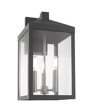 Load image into Gallery viewer, Livex Lighting 20584-80 Nyack - 17.5&quot; Three Light Outdoor Wall Lantern, Nordic Gray Finish with Clear Glass

